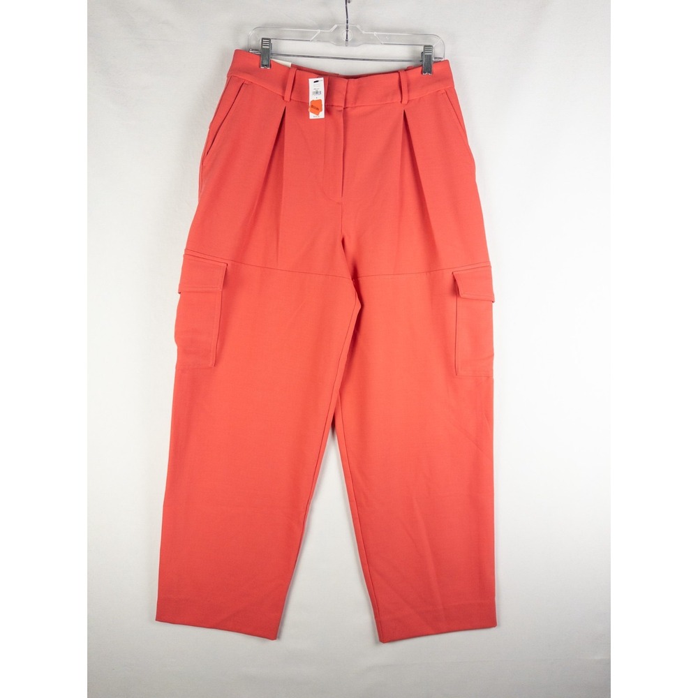 NWT‎ Banana Republic Straight Cargo Pants Womens 8 Coral Wide Leg Pleated
